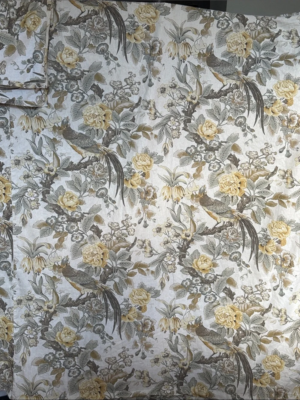 Elegant Pottery Barn, Chinoiserie, Linen, Peacock, Queen Duvet, Sham Set  EUC